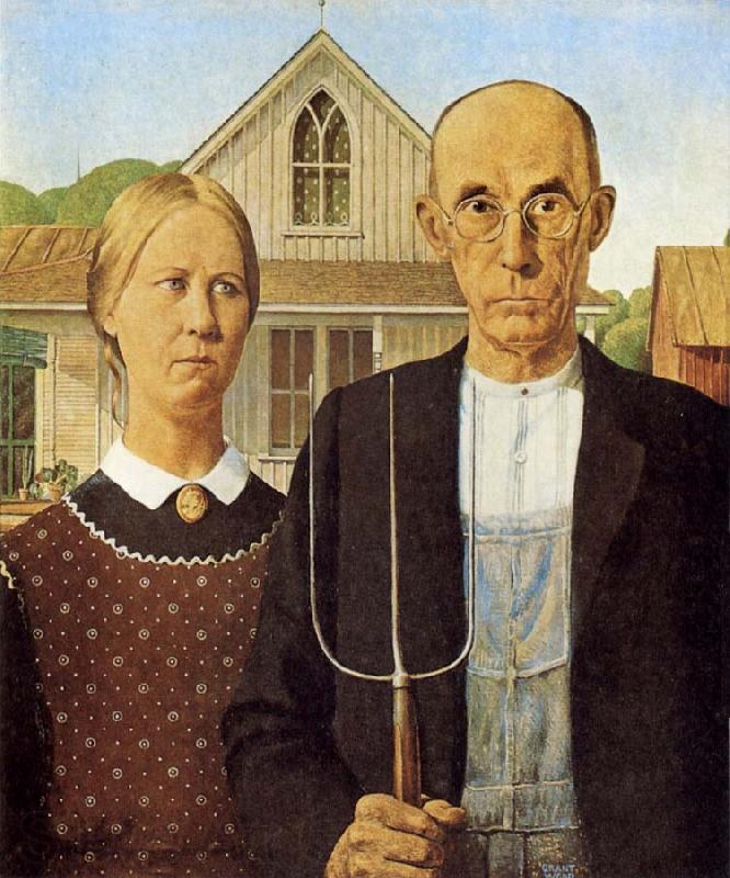 Grant Wood American Gothic France oil painting art